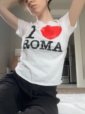 Women's White T-shirt I LOVE ROMA